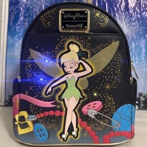 Disney Parks Loungefly peter pan light up tinkerbell pixie mini backpack NWT